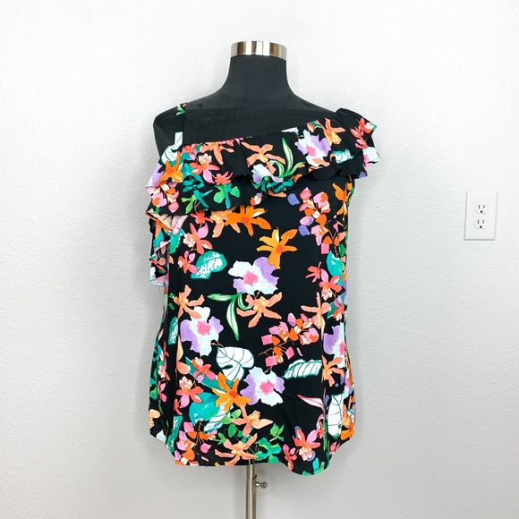 NWT 18 City Chic Molokai Floral One Shoulder Top - Picture 1 of 10